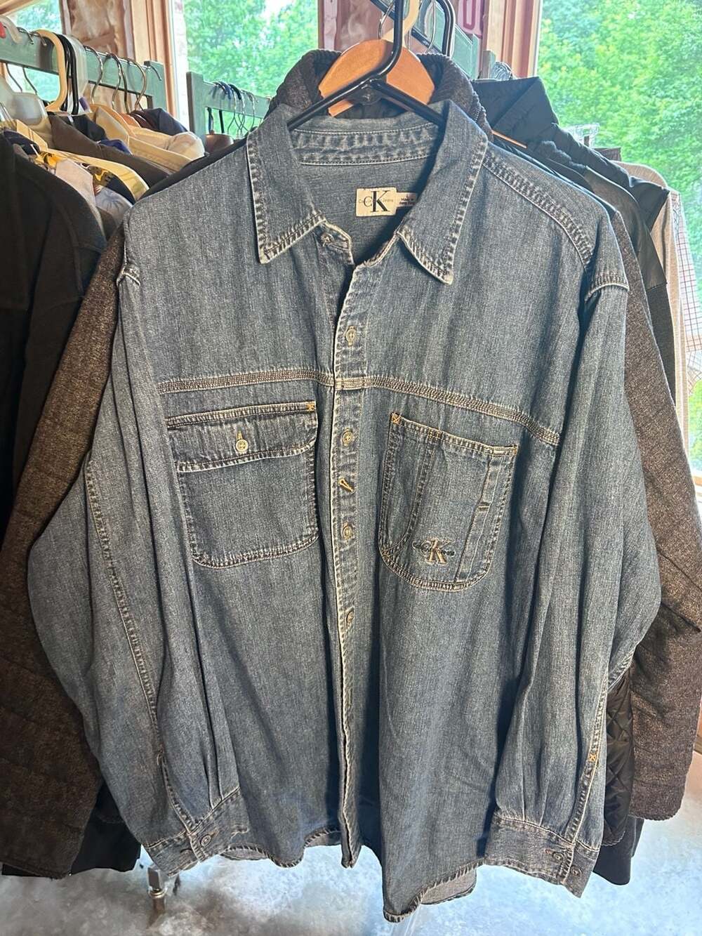 Calvin Klein Jeans Vintage Denim Button Down Shirt Size Large